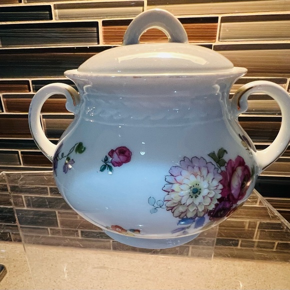Vintage Thomas Bavaria Sugar Bowl with rose design - Picture 1 of 14
